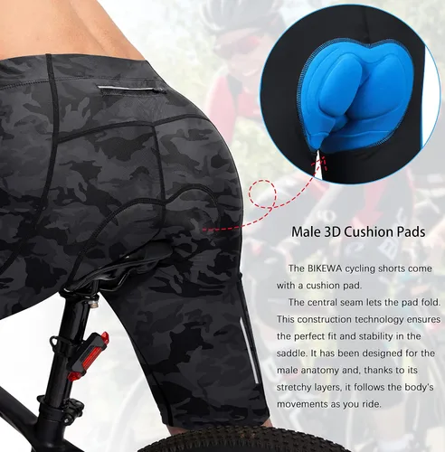 Miniatura 4 de Bikewa - Pantalones cortos de ciclismo para hombre, con acolchado 3D, para ciclismo de carretera o montaña, FPU 50+, bolsillos con cremallera