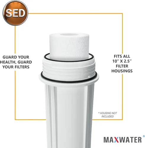 Miniatura 7 de Max Water Cartucho de filtro de agua de sedimentos de repuesto de 10 x 2.5 pulgadas, 5 micrones para toda la casa, fibra de filtración soplada por