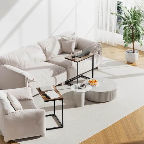 Miniatura 7 de Pipishell - Mesa auxiliar en forma de C de 27 pulgadas de alto, mesa lateral para sofá deslizable debajo, mesa de sofá en forma de C para sala