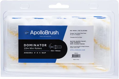 Miniatura 4 de Apollo Brush Dominator Series Angora - Mini rodillo de siesta de 1/2 pulgada con marco y tubo de almacenamiento + 10 paquetes de recambio + 500