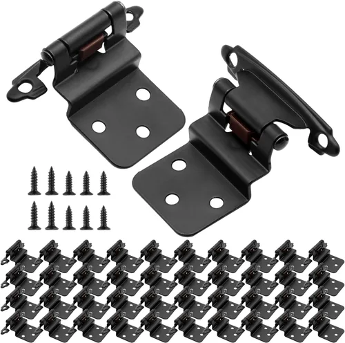 Miniatura 14 de Bisagras para puertas de gabinete de cocina de 3/8 pulgadas, paquete de 4 pares de bisagras de gabinete semiocultas negras, bisagras de puerta