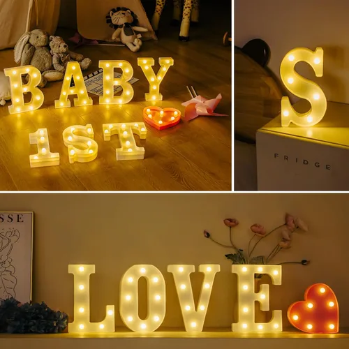Miniatura 5 de Letras Iluminadas, Luces de Letras LED 26 del Alfabeto, Letra Iluminada Decorativa, Letras de Marquesina LED que Funcionan con Pilas para Fiesta