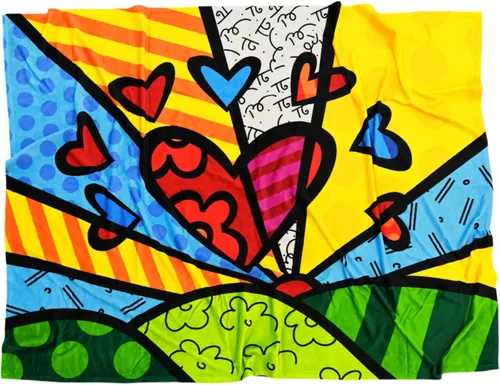 Britto Manta y manta de lujo – Colorido patrón de arte del nuevo día, 60 x 80 pulgadas, manta de forro polar duradera para decoración del hogar,