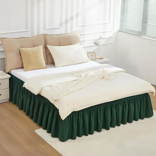 Miniatura 60 de Falda de cama RIMELA envoltura volante elástica que protege contra el polvo con color sólido, resistente a las arrugas y a la decoloración con Blanco
