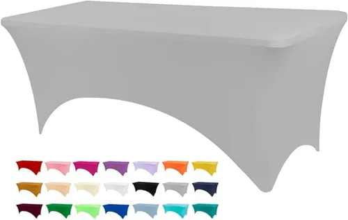 Miniatura 48 de BDDC - Fundas de mesa para mesas de 6 pies, manteles elásticos lavables y resistentes a las arrugas de color azul real de 6 pies para eventos