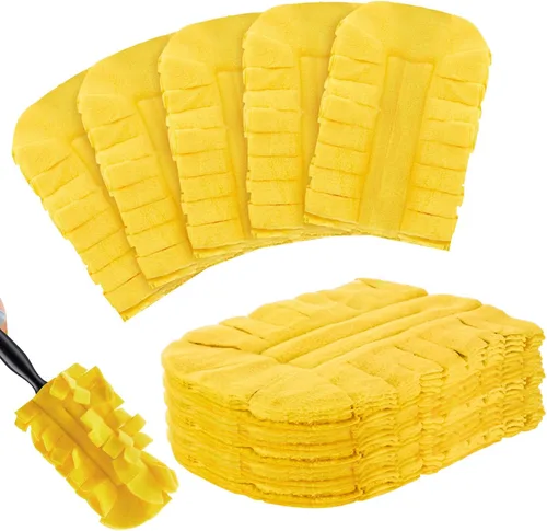 Miniatura 27 de Zubebe 12 piezas de repuesto de plumero de forro polar reutilizables, plumeros planos de plumas, almohadillas de limpieza lavables para múltiples