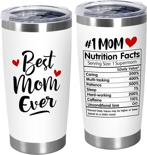 Miniatura 12 de TEEZWONDER Regalos para el Día de la Madre para mamá de hija e hijo, # 1 Información nutricional de girasol, vaso de café aislado de acero