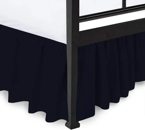 Miniatura 11 de Falda de cama con volantes en las esquinas divididas con plataforma de cobertura de tres caras, tamaño individual, borgoña, 12 pulgadas de caída