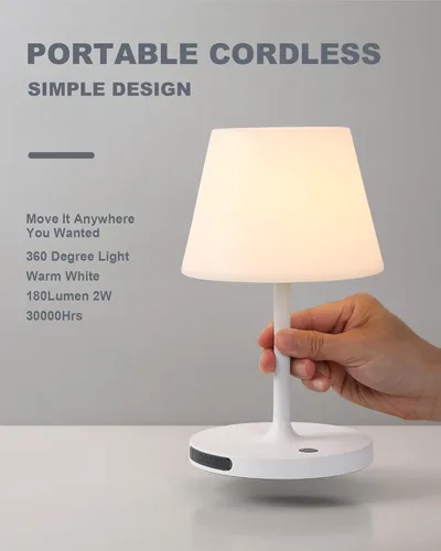 Miniatura 2 de WEILAILUX Lámpara de mesa para exteriores operada por batería, impermeable, lámpara de mesa inalámbrica recargable de 4000mAh, lámpara de escritorio