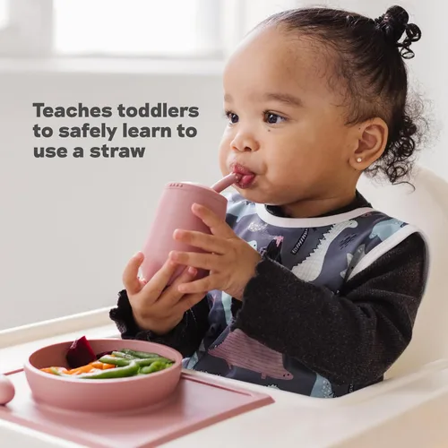 Miniatura 4 de ezpz Taza Mini + Sistema de Entrenamiento con Pajita (Azul) - 9 Meses+ - Taza de Entrenamiento 100% de Silicona para Bebés + Niños Pequeños