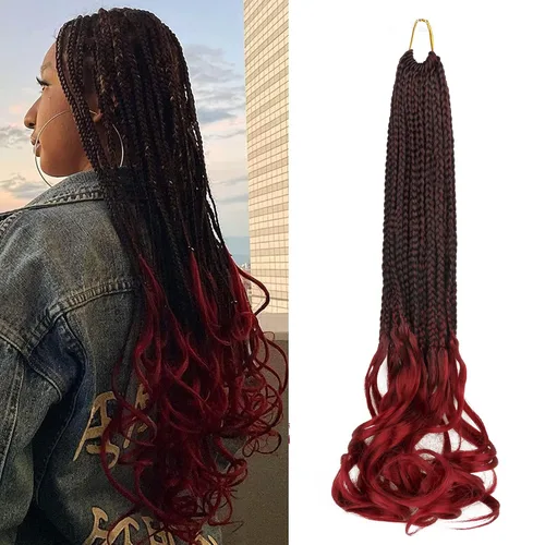 Miniatura 16 de Rizos franceses de cabello de ganchillo para mujeres negras, 14 pulgadas, paquete de 8 unidades, de color marrón degradado a rubio, suave