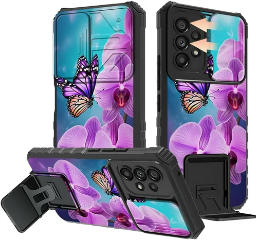 Miniatura 71 de Rossy Funda para Samsung Galaxy S22 Ultra para Samsung S22 Ultra con cubierta deslizante para cámara con función atril, funda híbrida de doble capa