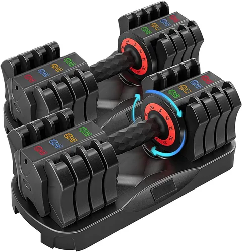 Miniatura 8 de WHATAFIT 2026 Upgrade 25LB Adjustable Dumbbell, 5-in-1 Fast Weight Change with Anti-Slip Handle & Tray, Single Dumbbell for Full Body Workout