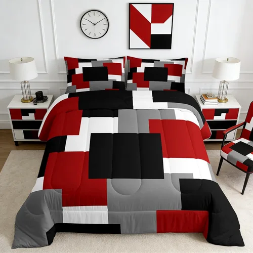 Miniatura 28 de Castle Fairy Juego de edredón con estampado azteca occidental, juego de ropa de cama geométrica a rayas marrones para niños y adolescentes