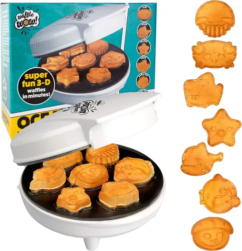 Miniatura 9 de Mini waflera Sea Creature, diversión de verano, crea 7 formas diferentes de animales oceánicos en cuestión de minutos, fresca para niños y adultos