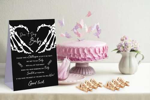 Miniatura 3 de Juego de baby shower, decoración gótica de Halloween, mini pinzas para la ropa para baby shower, decoraciones neutrales para baby shower, baby