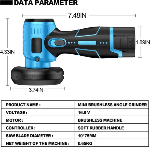 Miniatura 2 de Kit de Amoladora Angular Inalámbrica Sin Escobillas ZFULVO, Mini Herramienta de Rectificado Eléctrico de 19500rpm con Batería de 2x16.8V 2000mAh y 6