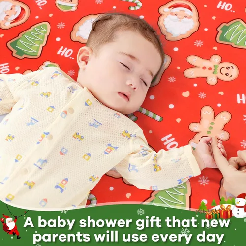 Miniatura 3 de Cloele Sábana Ajustable de Navidad para Cuna Biscuit para Niños y Niñas - Paquete de 1 Sábana de Guardería Santa Baby Sábana de Cama Acogedora