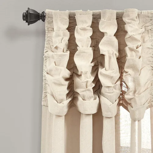 Miniatura 2 de Lush Decor Panel individual de cortina de cascada fruncida, 84 pulgadas de largo x 52 pulgadas de ancho, lino oscuro