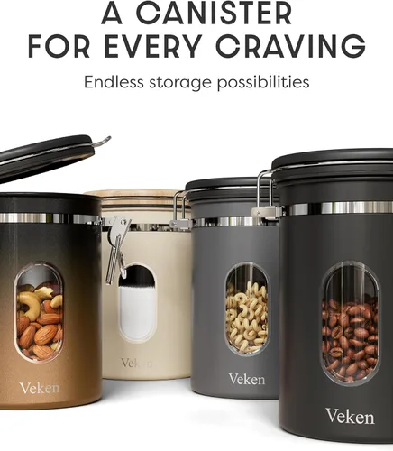 Miniatura 6 de Veken Recipiente de café para azúcar con ventana, regalos para mujeres, recipiente hermético de acero inoxidable para el hogar, cocina, Crema