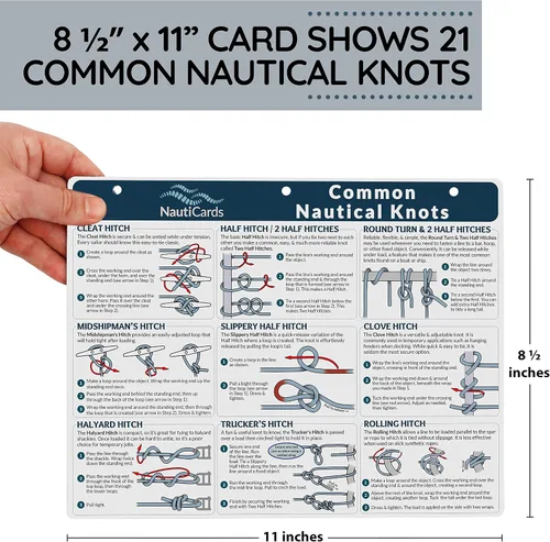 Miniatura 2 de Kit de atado de nudos náuticos de lujo, tacos de barco de 6 pulgadas, cuerdas de yute y poliéster, y guía náutica impermeable para 21 nudos de vela