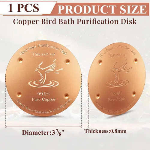 Miniatura 2 de MorningRo Disco de cobre para baño de pájaros de 4 pulgadas, 1 unidad de disco de purificación de baño de pájaros reforzado de 0.031 in de grosor