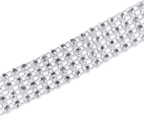 Miniatura 2 de Cinta de diamantes y estrás de acrílico plateada, 4 hileras, para tortas de bodas, decoraciones de cumpleaños, eventos de bienvenida de un bebé