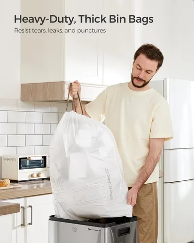 Miniatura 2 de SONGMICS Bolsas de basura para botes de basura de 12-14.5 galones (45-55 litros), 120 bolsas de basura con cordón para cocina, preseparadas, código