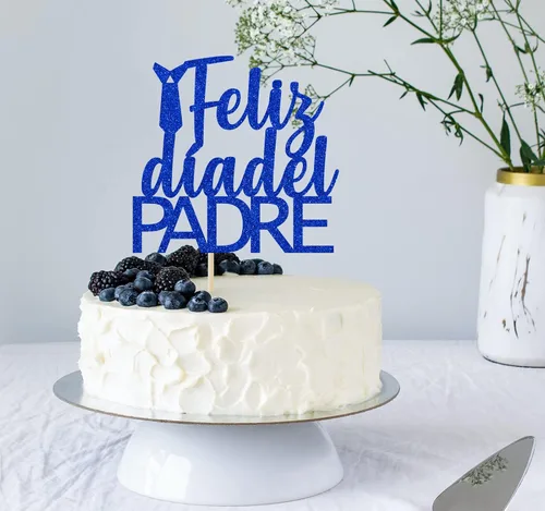 Miniatura 2 de Decoración de pastel de Feliz Día del Padre para decoración del día del padre, suministros de fiesta de cumpleaños de papá con purpurina azul