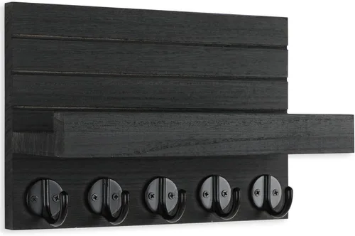 Miniatura 2 de Lwenki - Soporte de llaves para pared, llavero decorativo y soporte para correo con estante, tiene ganchos grandes para bolsos, abrigos, paraguas