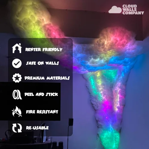 Miniatura 2 de Paneles de pared de nube esponjosa Juego de techo de nube LED - Paneles 3D para despegar y pegar 10 paneles - Paneles de pared acústicos