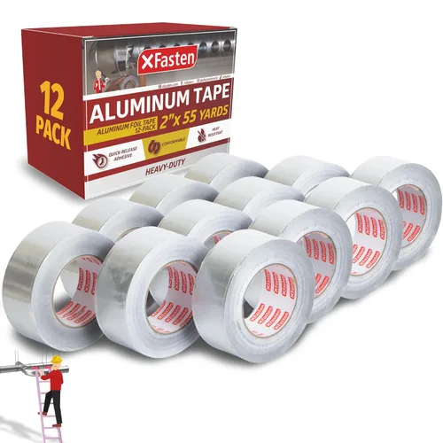 Miniatura 10 de XFasten cinta de papel aluminio, 3.6 mil, 2 pulgadas x 55 yardas, cinta HVAC