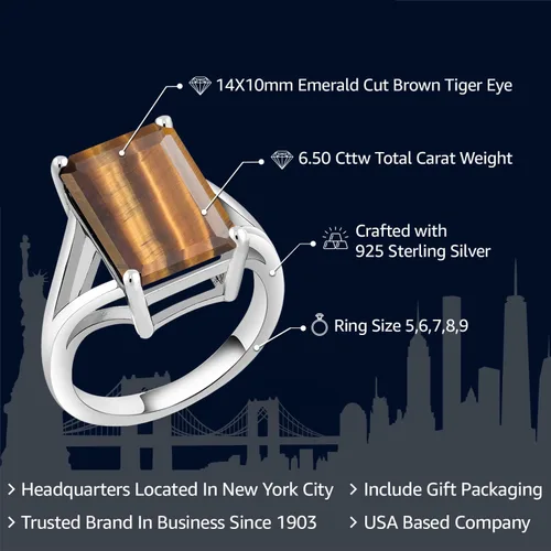 Miniatura 9 de Gem Stone King Anillo de compromiso solitario con piedra preciosa de corte esmeralda de 0.551 x 0.394 in para mujer, plata de ley 925, anillo