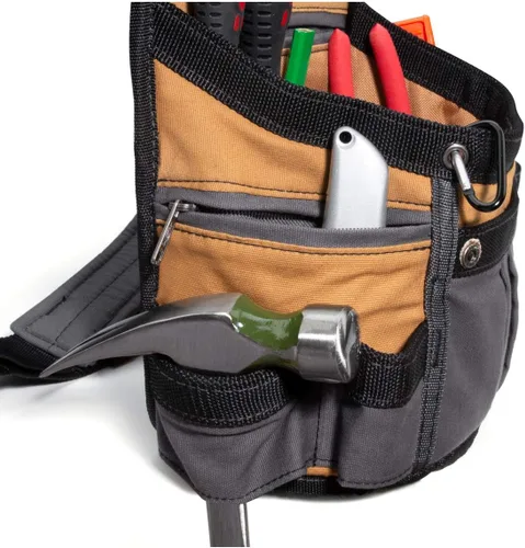 Miniatura 3 de Dickies Cinturón de herramientas acolchado de 8 bolsillos/Bolsa utilitaria, Cinturón ajustable de 3 pulgadas, Construcción de lona duradera, Canela