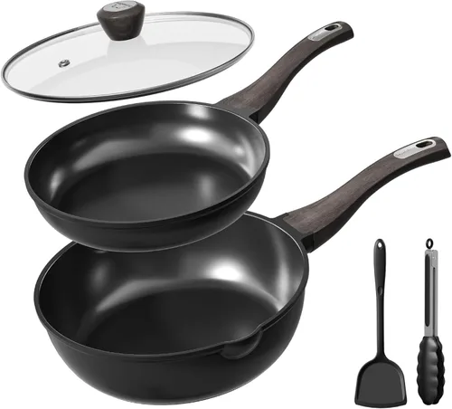 Miniatura 11 de Juego de 23 piezas de ollas y sartenes antiadherentes, juego de utensilios de cocina de cerámica no tóxicos con asas desmontables, utensilios
