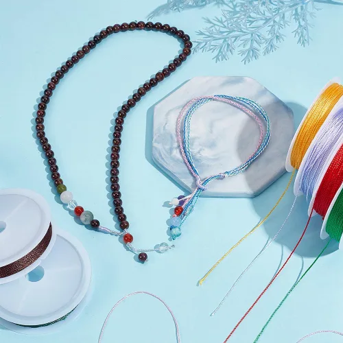Miniatura 5 de PH PandaHall Pulsera de cuentas de 218 yardas, 20 colores, hilo trenzado de cuentas de 0.012 in, cuerda de nudo chino para Kumihimo, pulsera