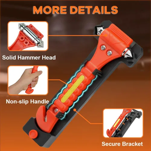 Miniatura 7 de SINSEN Juego de 2 martillos de seguridad para automóvil, herramienta de escape de emergencia, martillo de vidrio para ventana de automóvil, rompedor