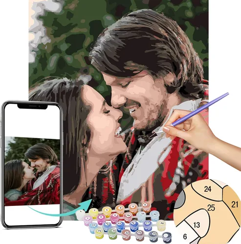 Miniatura 7 de VATO Pintura por número para personalizar foto para adultos, tu propia imagen privada personalizada, sin marco (40,6 cm x 40,6 cm)