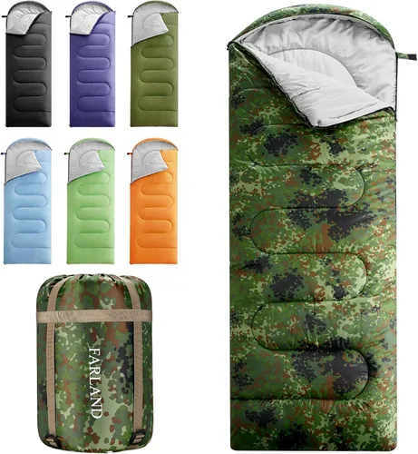 Miniatura 11 de FARLAND Sacos de dormir de 30 ℉ para adultos, adolescentes y niños con saco de compresión portátil y ligero para campamento de 3 a 4 estaciones
