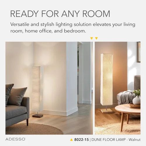 Miniatura 3 de Adesso Lámpara de pie de tres luces, base de madera natural y brillo ajustable, iluminación perfecta para dormitorio, sala de estar y decoración