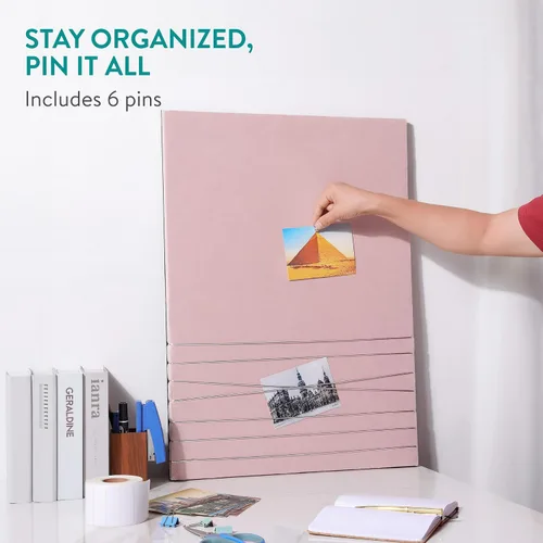Miniatura 5 de Navaris Tablón de anuncios de tela, 12 x 17 pulgadas, tablero de memoria de terciopelo para pared para mostrar collages de fotos, imágenes, notas