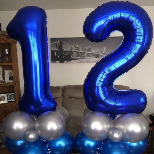 Miniatura 5 de Globos gigantes de 40 pulgadas, color azul marino, gigantes, gigantes, gigantes, enormes de aluminio de 12 o 21, globos digitales de número de Azul