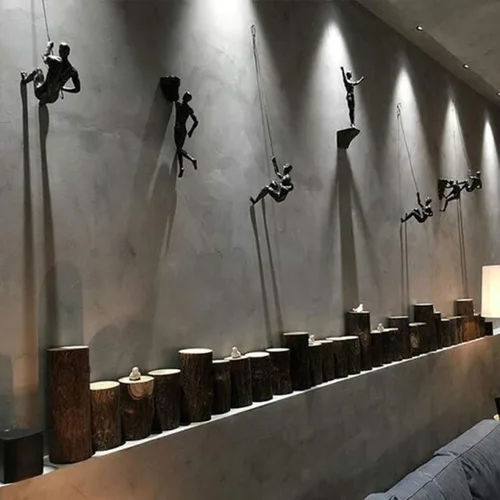 Miniatura 6 de Escultura de pared de hombre escalador – Decoración creativa hecha a mano para el hogar, figura de escalador colgante de resina única 3D para colgar