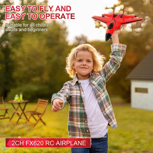 Miniatura 3 de Avión RC 2CH Avión RC 2.4GHz Avión de control remoto RTF SU35 RC Jet Fácil de volar FX620 Avión Juguetes RC Aviones RC para adultos, niños y Rojo