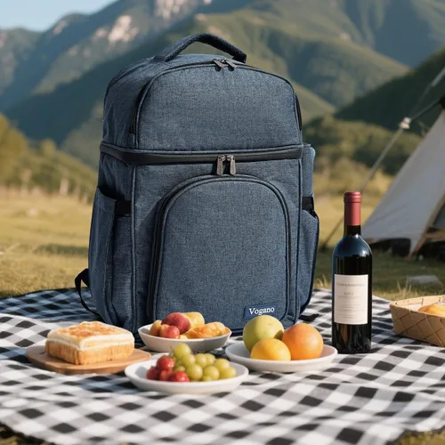 Miniatura 6 de Vogano Mochila de pícnic y accesorios - Juego de pícnic para 2 personas con 2 compartimentos aislados de refrigeración, manta ligera y juego