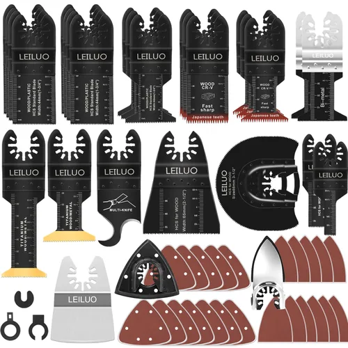 Miniatura 12 de LEILUO – Juego de 10 hojas multiherramienta de titanio para cortar madera, clavos y paneles de yeso; hojas de sierra oscilantes universales