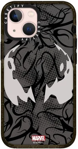 Miniatura 20 de CASETiFY Impact - Funda para iPhone 13 [Spider-Man Co-Lab / protección contra caídas de 6.6 pies] - Máscara Venom - Negro transparente
