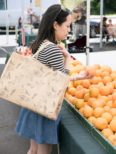 Miniatura 2 de Bolsa de mano de yute KAF Home para el mercado con asas, Talla única