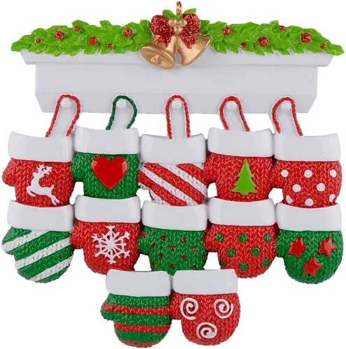 Miniatura 13 de MAXORA Adorno personalizado para árbol de Navidad de familia de 10 manoplas 2023, tradición familiar, recuerdo de Navidad, colección de regalo