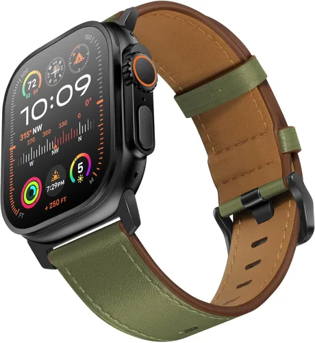 Miniatura 20 de UUPWPOKT - Correa de cuero compatible con Apple Watch Ultra 3/2/1 de 49/46/45/44/42 mm, correa de cuero genuino para iWatch Ultra Series 11 10 9 8 7